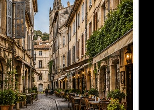 Kota tua Avignon dengan jalan klasik dan bangunan bersejarah